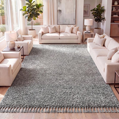 Felicdad Shag Plush Tassel Charcoal Rug