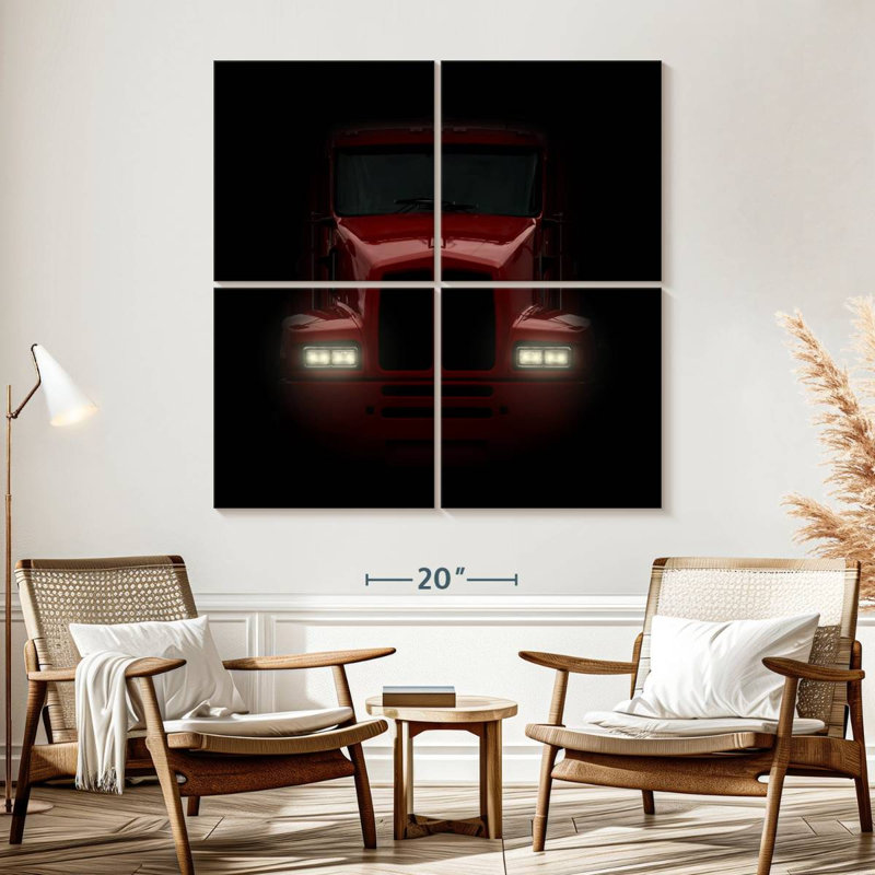 Mehar Dark Red Truck, 57" H x 57" W
