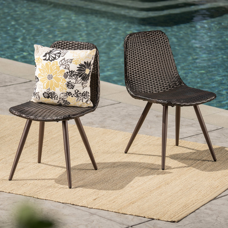 Chaise de salle à manger avec pieds recouverts de poudre, Brun