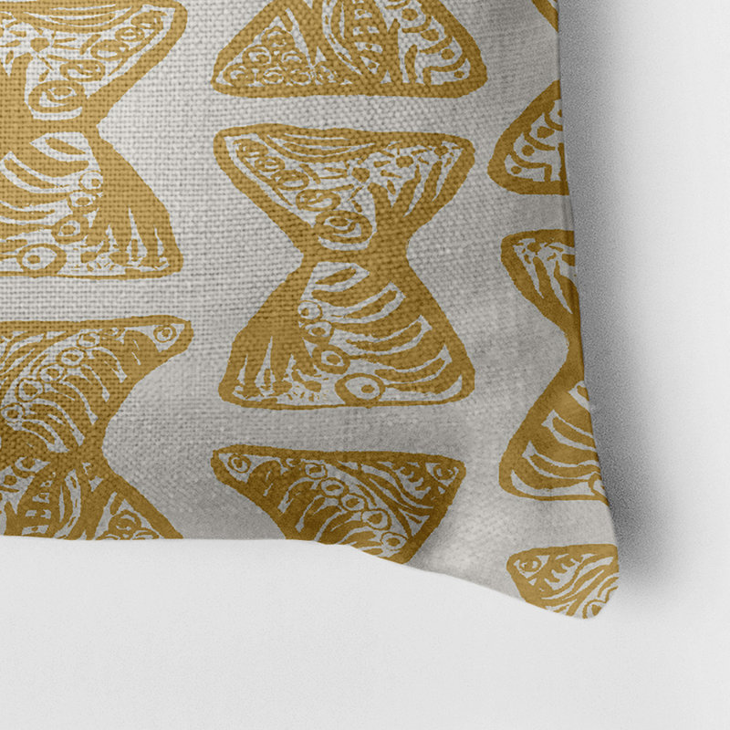 Housse de coussin rectangulaire d’extérieur/insert, Moutarde