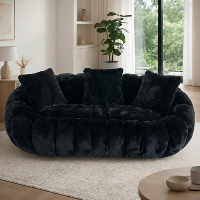 Ultra-Soft Faux Fur Sofa, Large Living Room Two-Seater Sofa