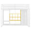Lit mezzanine simple en bois avec garde-robe, tablettes et armoire