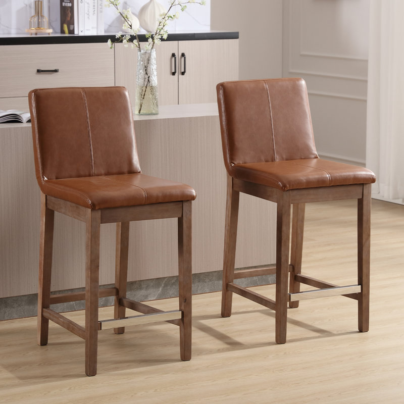 Tabouret de comptoir rembourré Alayha, Brun