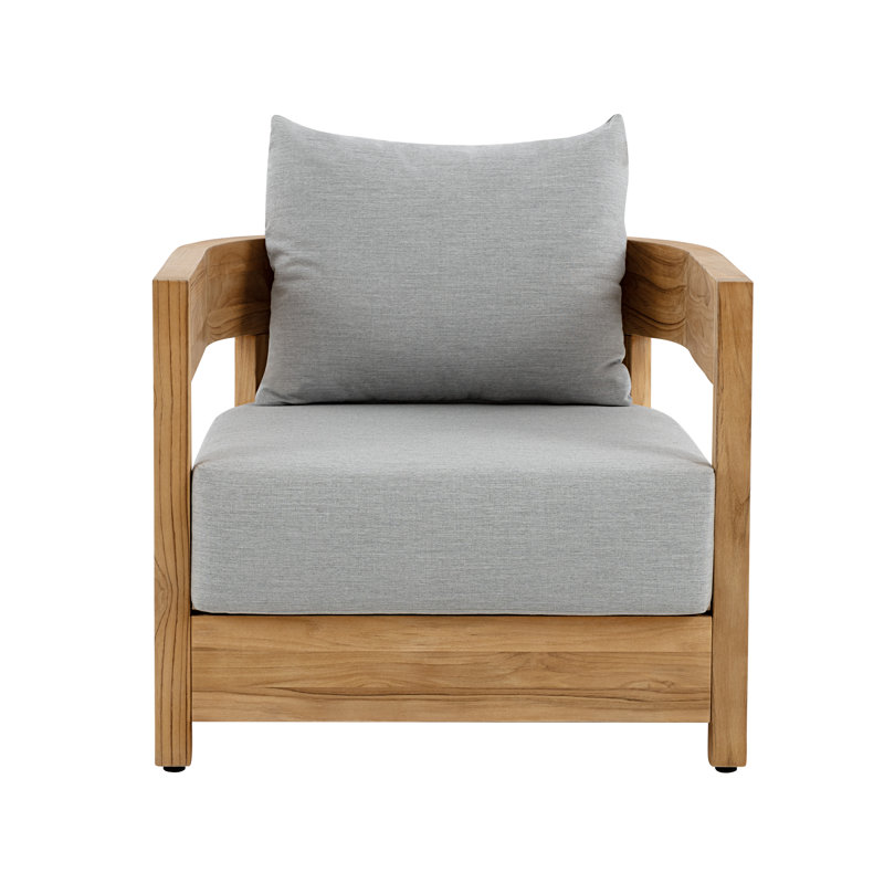Teak Sunbrella Outdoor Armchair, Gray
