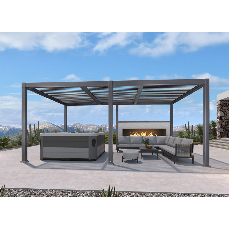 PURPLE LEAF Louvred Pergola 11.4' x 20.4' Aluminum Pergola Modern Outdoor Pergola with Adjustable Roof