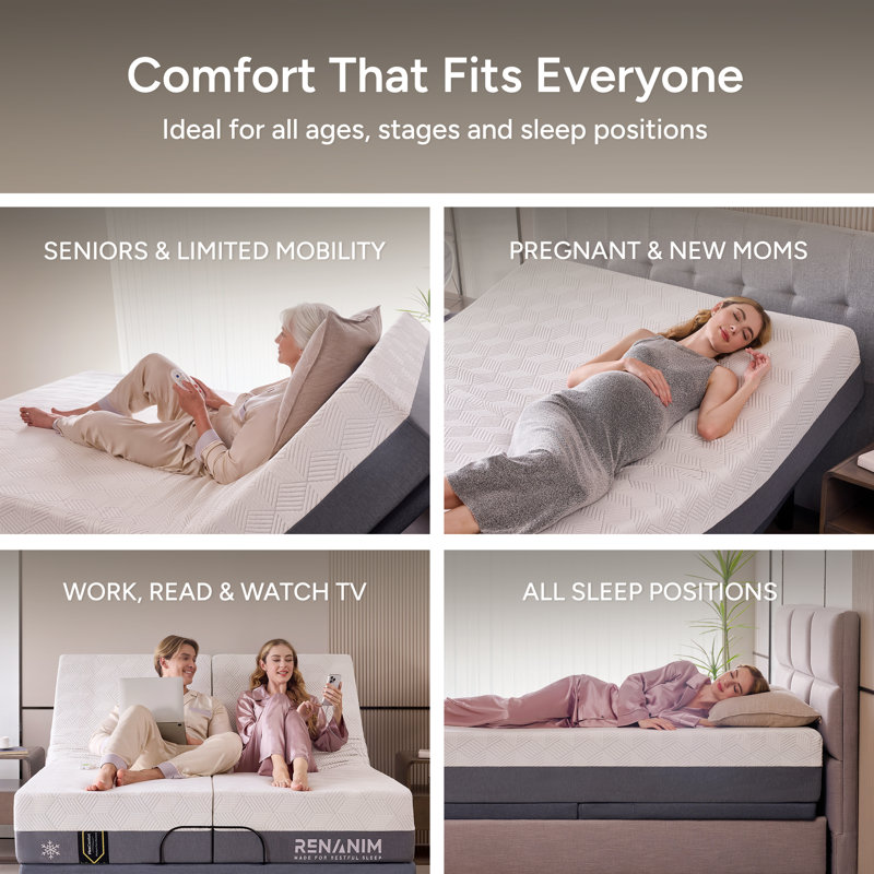 Base de lit inclinable réglable Luçon avec double massage USB Smart Control sous USB, Très grand divisé
