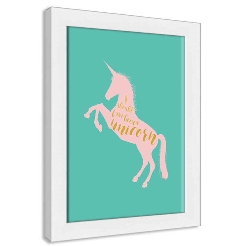 «Aurait dû être une licorne», art encadré, H 14 po x l 10 po x P 0,63 po, Cadre blanc