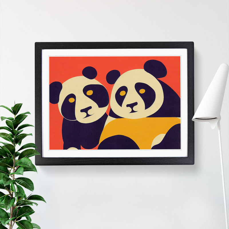 Abstract Pandas Vol.1 - Framed Print, Black, 46cm H x 64cm W x 2cm D