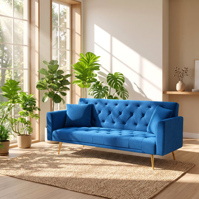 WY-71" W x 19" D x 30" H Velvet 2-Seater Convertible Sleeper Sofa Bed
