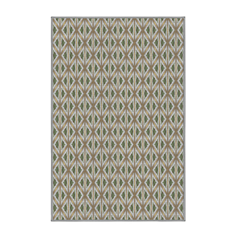 Tapis brun/vert à motifs, Rectangle 5 pi x 7 pi