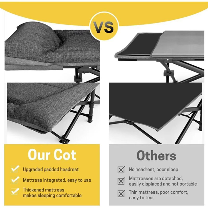 Portable Folding Bed With Side Bags For Outdoor Camping