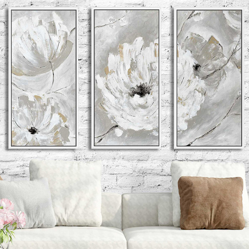 "Silver Sun Garden" par Katrina Craven, reproduction sur toile flottante 3 pièces, H 33,5 po x l 52,5 po x P 2 po