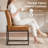 Brown Faux Leather Dining Chairs, Mid-Century Modern Dining Room Chairs with Armless, Checkered Kitchen Chair with Metal Legs-1134955015-1133027175