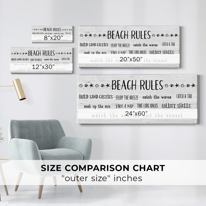 Rules of the Beach-Gallery, toile tendue, H 24 po x l 60 po x P 1,5 po