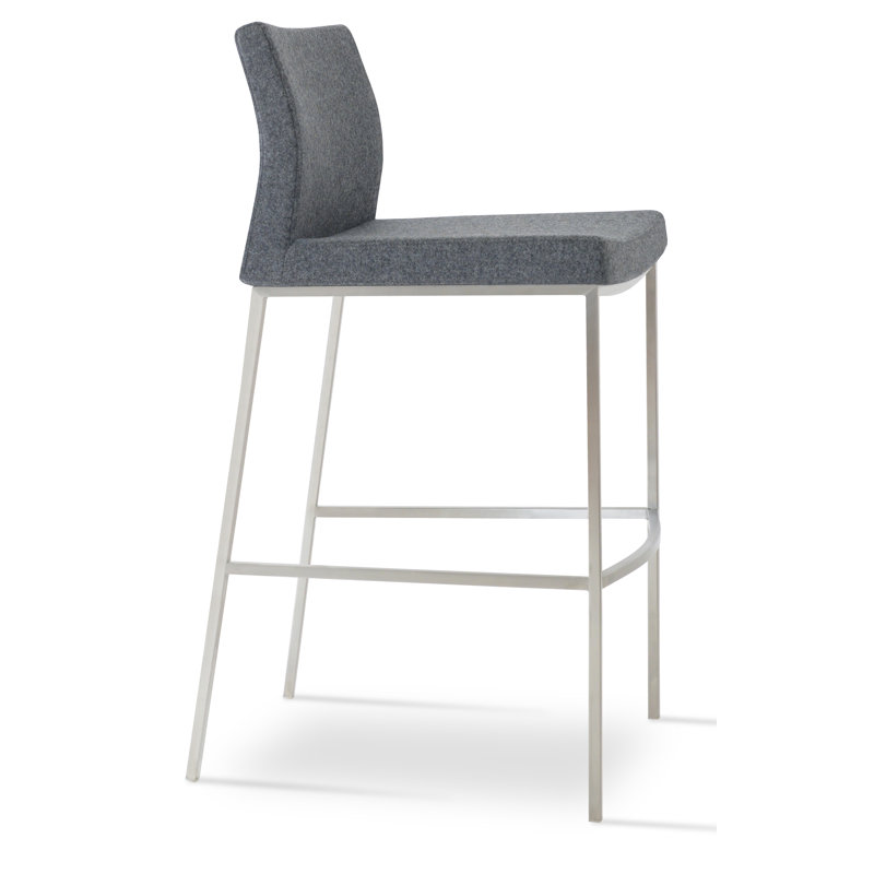 Pasha 29'' Bar Stool, Grey Faux Leather