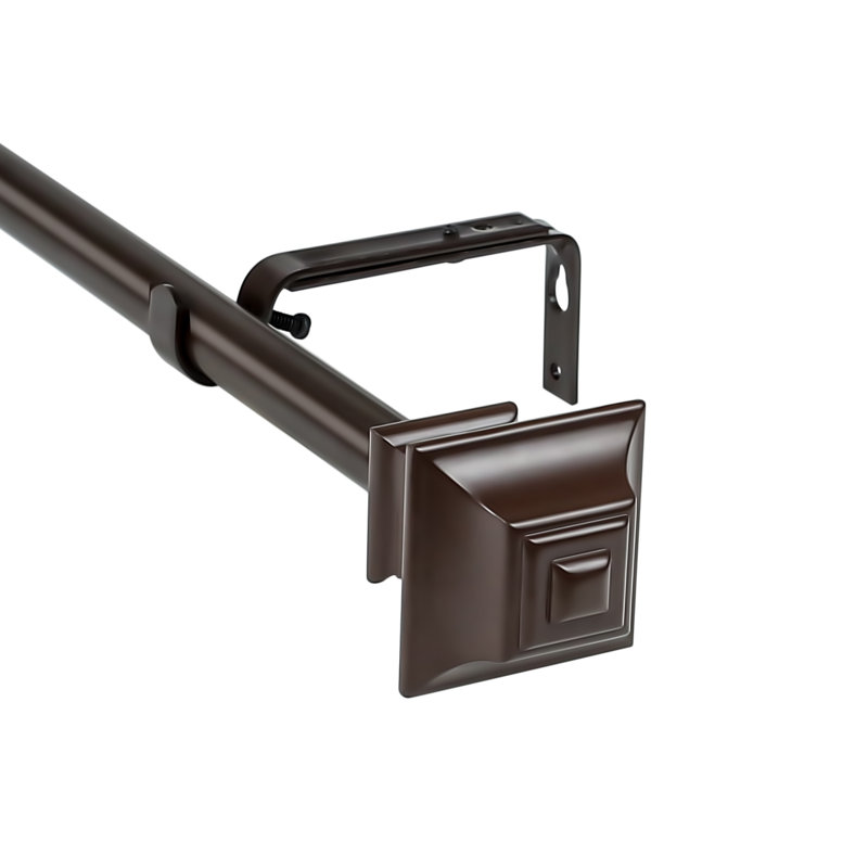 Adelene Adjustable Single Curtain Rod, 48" - 84" W, Bronze