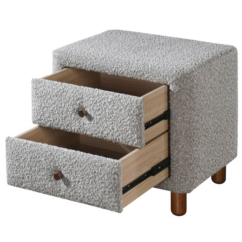Table de chevet 2 tiroirs Grey Boucle