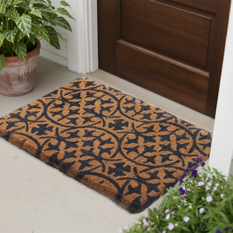 Timiya Tile Coconut Coir Entryway Doormat, 24" x 36" Thick