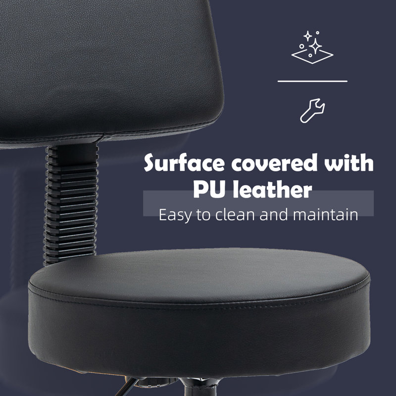 Backed Adjustable Height Industrial Stool