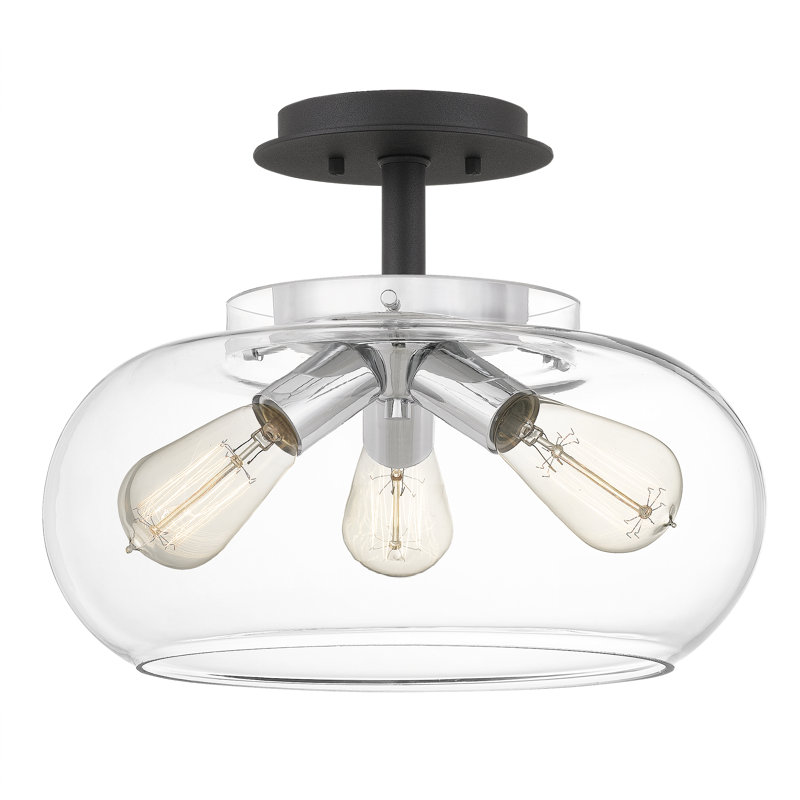 Plafonnier semi-encastré 3 lumières 14 po Abryelle, Noir terre