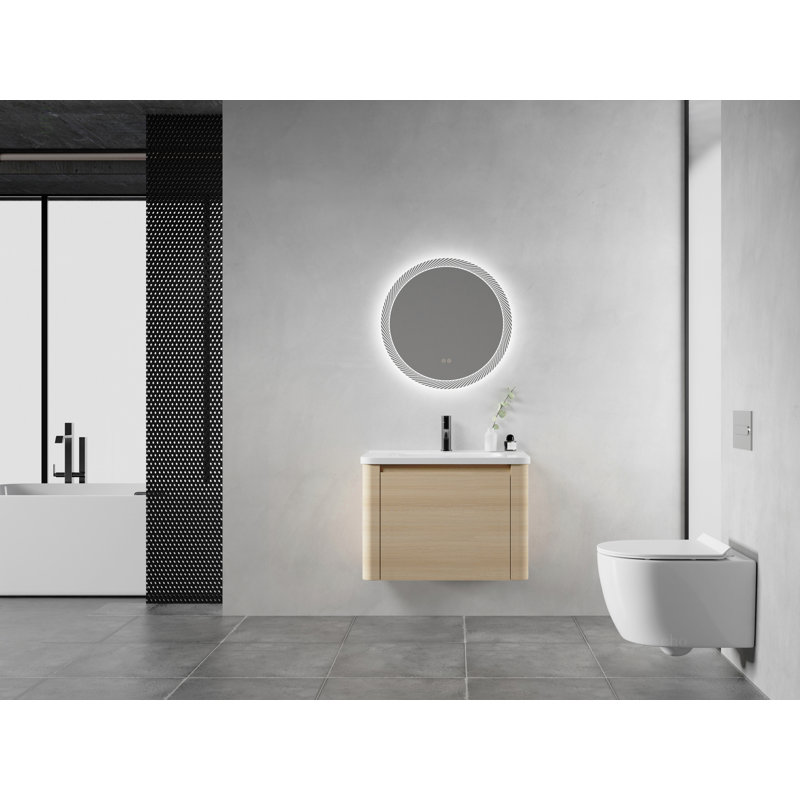 Meuble-lavabo mural 28 po avec lavabo en céramique et 1 porte à fermeture en douceur, emballage KD, contreplaqué, 28"