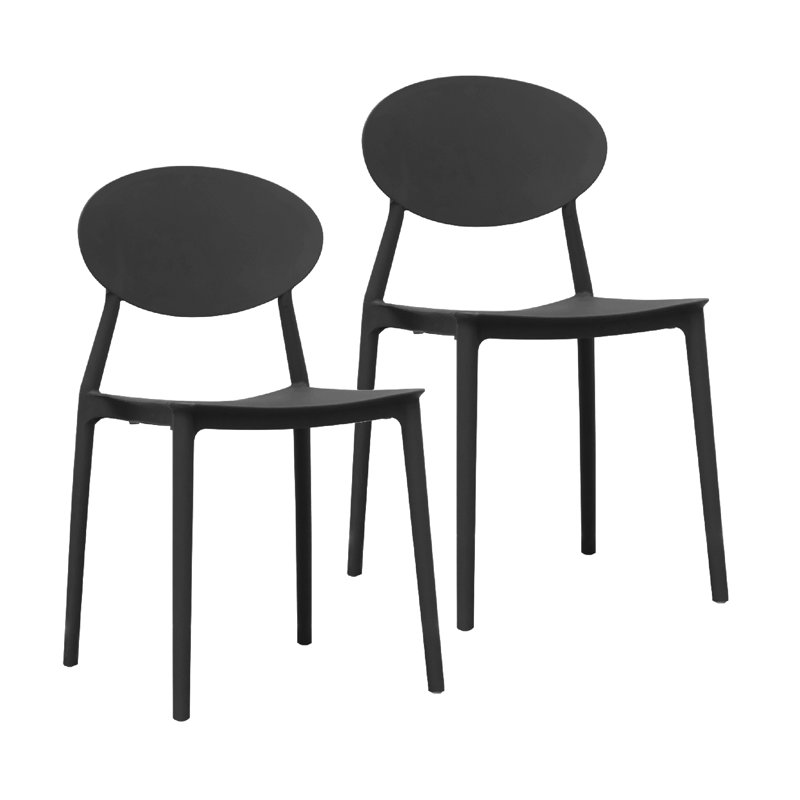 Stacking Patio Dining Side Chair, Black