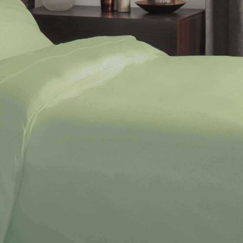 Plain Dye Brushed Cotton Flannelette Solid Colour Duvet Cover, Apple, Double Duvet Cover