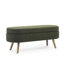 Banc de rangement repose-pieds ovale, pieds en bois d'hévéa