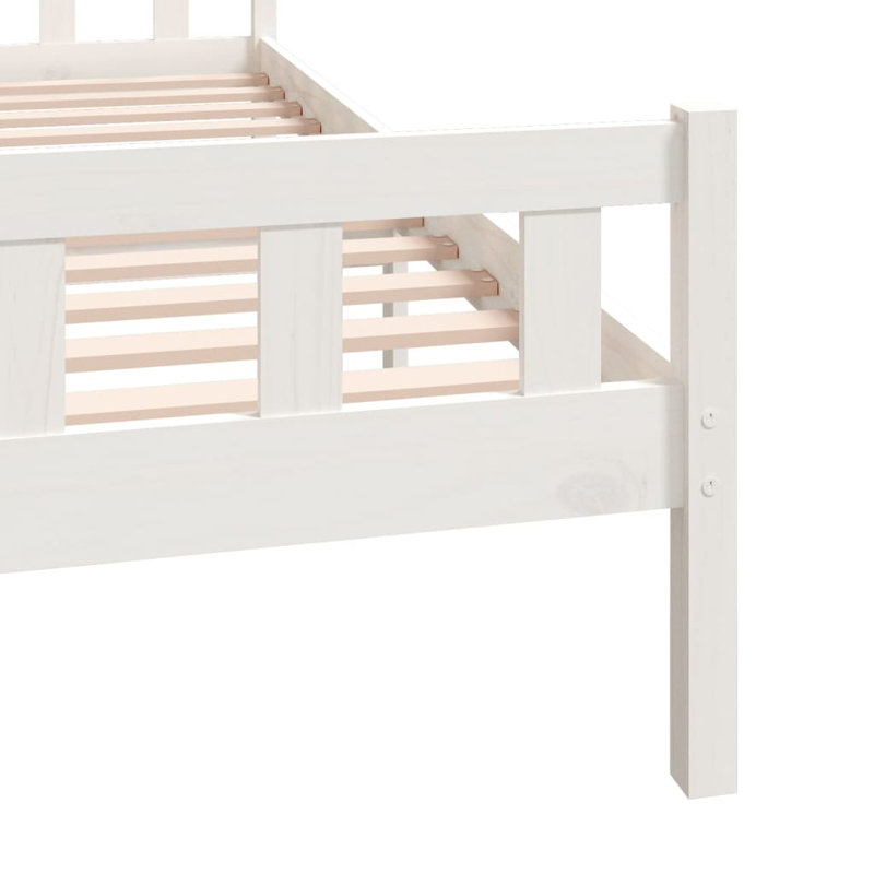 Bed Frame Solid Wood, White, European Kingsize (160 x 200 cm)
