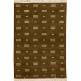 Hand-Knotted High-Quality Dark Olive Green Area Rug