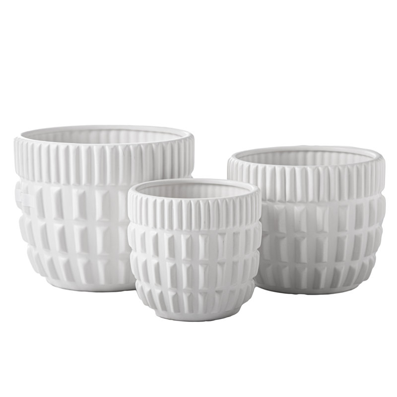 Pecor Ceramic Pot Planter, White