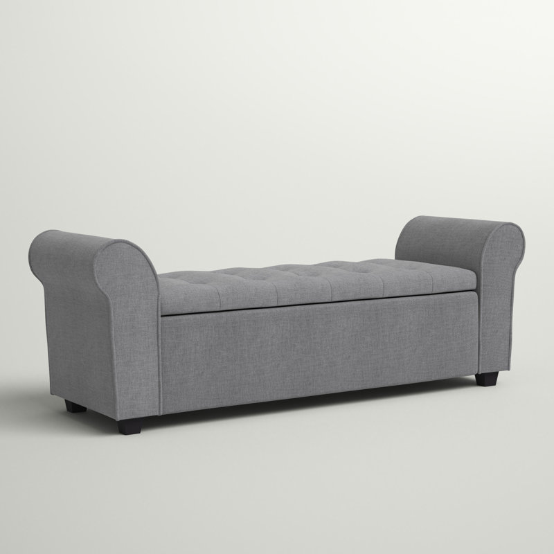Landaverde Fabric Upholstered Storage Bench, Gray