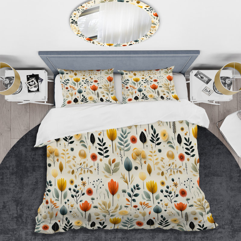 Simplicity In Scandinavian Flowers VI - Ensemble de housse de couette géométrique