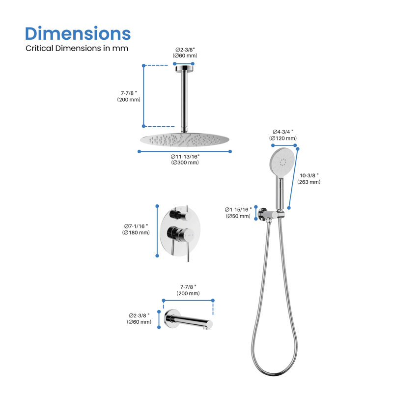 Dual Function Complete Shower System with Rough in-Valve, Chrome
