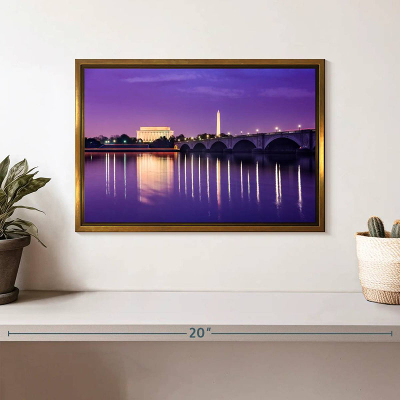 Vue sur le Potomac, 13 po x 9 po, Cadre flottant doré