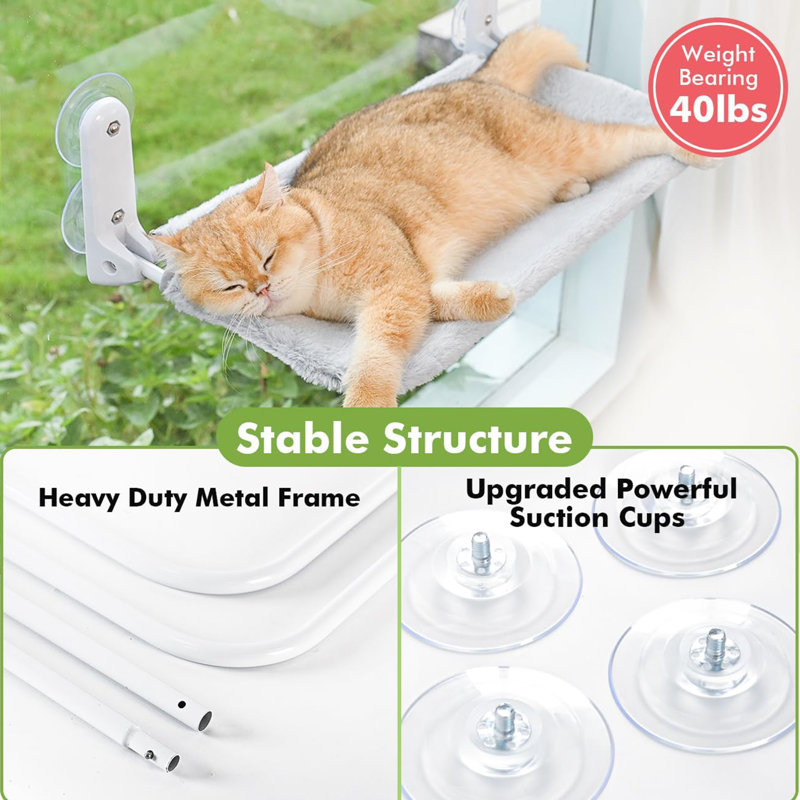 Hamac pliable robuste pour fenêtre de chat avec ventouses robustes