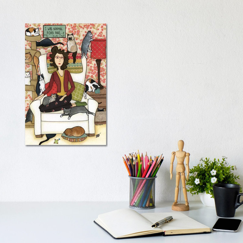 « Three Cats ago » par Jamie Morath-impression, Pas de tapis, Toile tendue, H 12 po x l 8 po x P 0,75 po