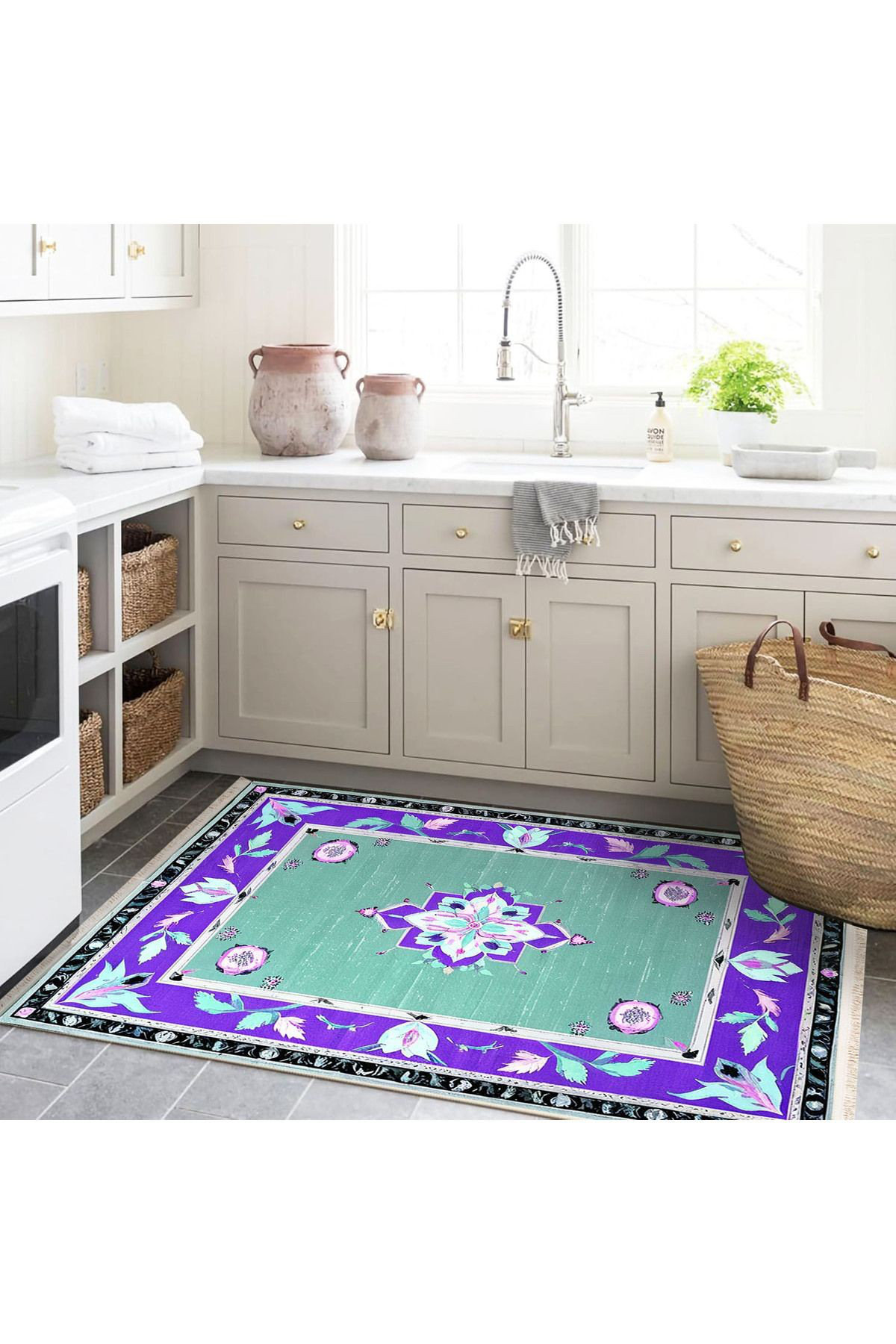Machine Wasbale Design Hokku Designs Rio Collection Purple Ethnic Pattern Detailed Woven Base ...