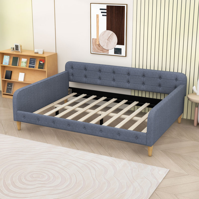 Queen Upholstered Daybed with Support Legs, Gray