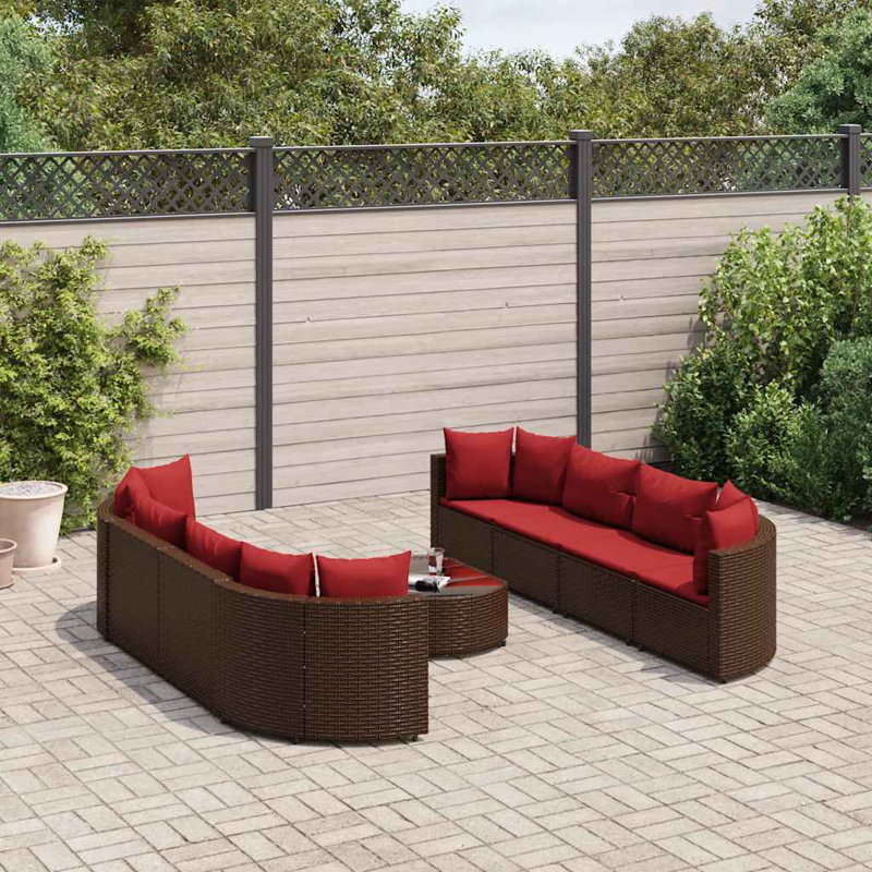  Ensemble de 8 chaises de patio brun, Brun, Rouge cannelle