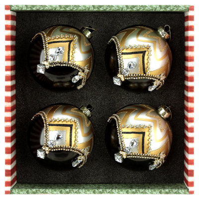 Jeweled Chevron Ornament, Box Of 4 - 4.5 Inches