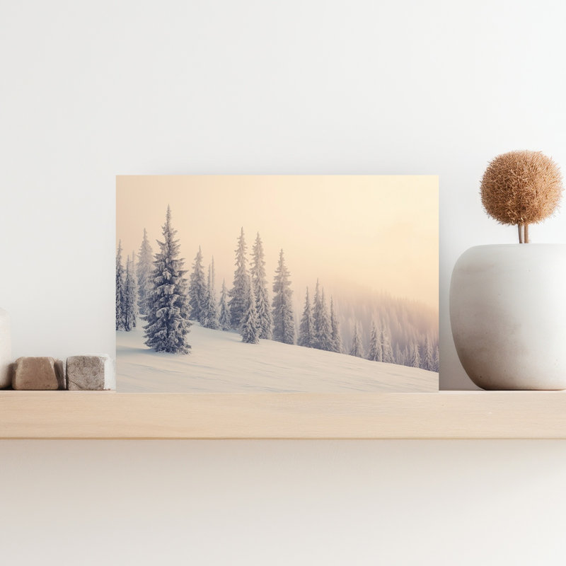 Misty Winter Forest Ethereal Peaceful Serene Evergreen Tree Forest Landscape Wall Art Print 1 Piece Wrapped Canvas Wall Art