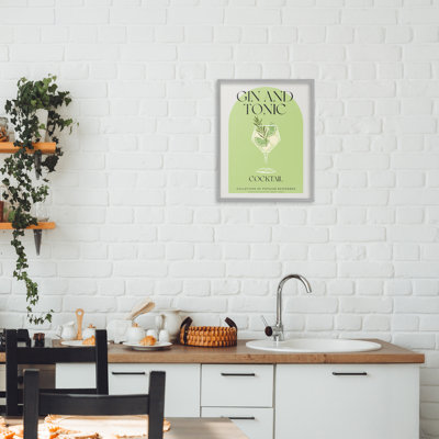Élégant giclée encadrée gin-tonique rétro, design par Lil 'Rue