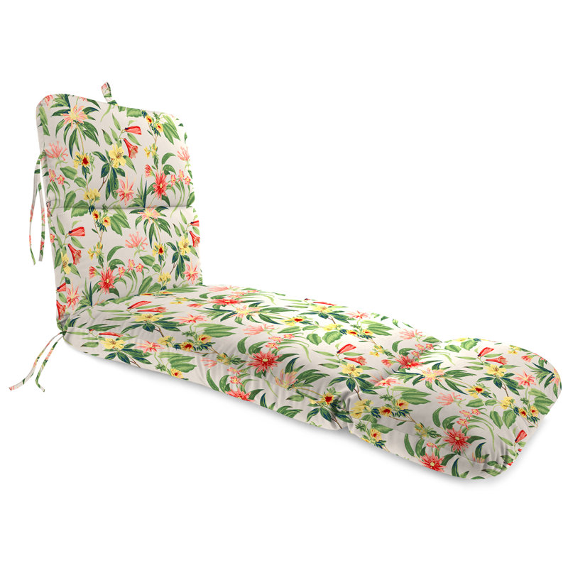 74" x 22" Outdoor Chaise Lounge Cushion with Ties and Loop, Norrah Ginger