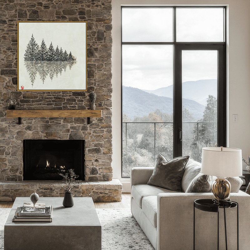 Nature Inspired "Frosted Trees" Canvas Wall Art By , 20" H x 20" W x 2.375" D, Framed Canvas, Gold