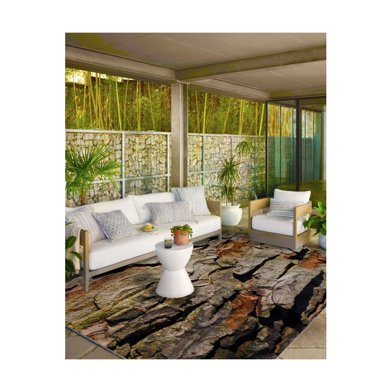 Tapis tissé à motif d'arbre lavable à la machine, Sous-tapis rectangulaire 4 pi 7 po x 6 pi 7 po inc
