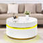 Table basse ronde blanche 39 po avec plateau en verre et lumières DEL Tivoli