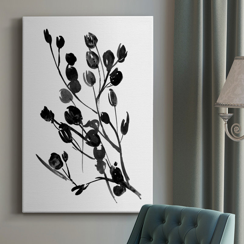 Floral expressif I - peinture sur toile tendue, H 12 po x l 8 po x P 1 po