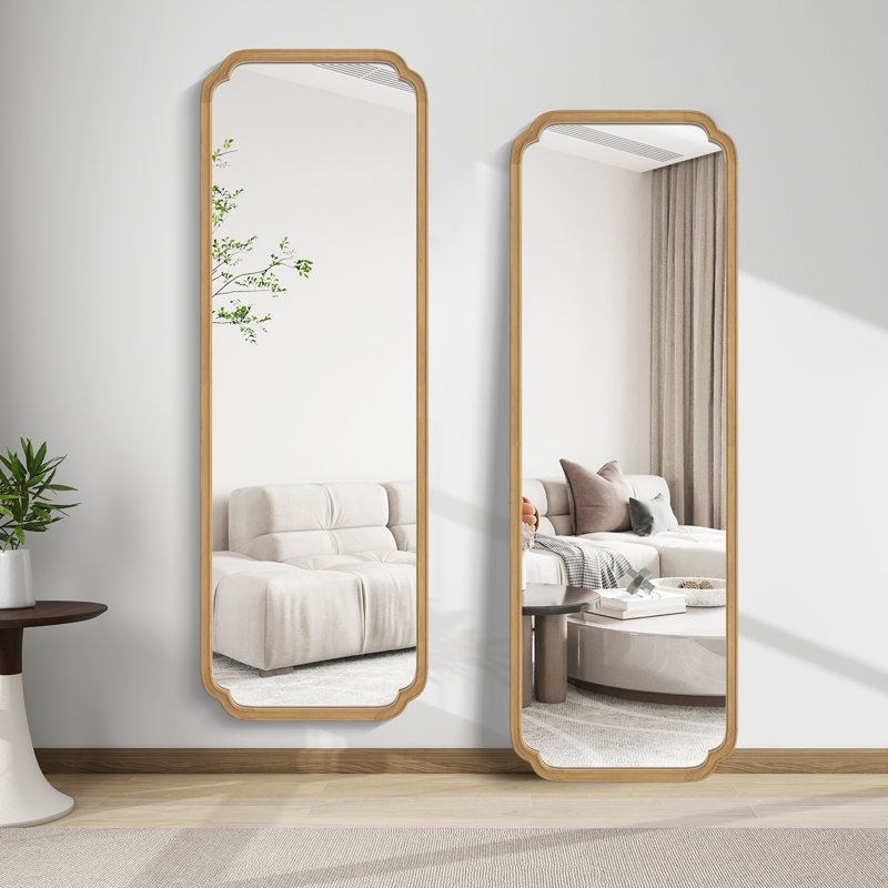 Mervine Full Length Wood Mirror, Natural Wood, 65" x 22"