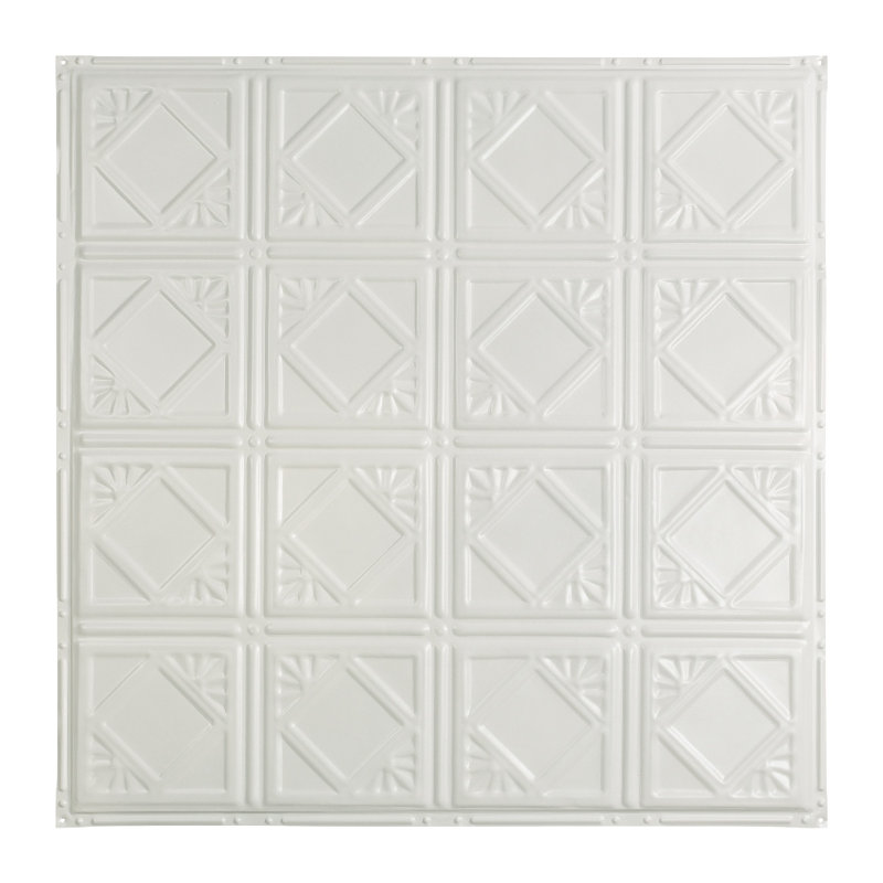 Carreau de plafond clouté 2 pi x 2 pi Great Lakes Tin Ludington (paquet de 5), Blanc mat